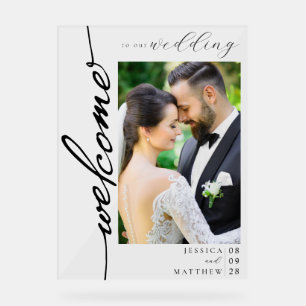 Elegant Modern Photo Wedding Welcome Acrylic Sign