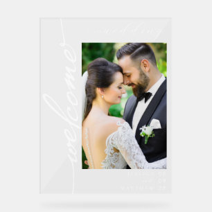 Elegant Modern Photo Wedding Welcome Acrylic Sign