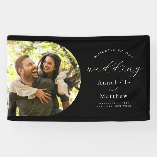 Elegant Modern Photo Wedding Welcome Banner (Horizontal)