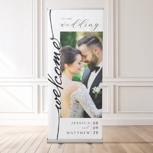 Elegant Modern Photo Wedding Welcome Retractable Banner
