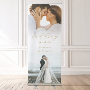 Elegant Modern Photo Wedding Welcome Retractable Banner