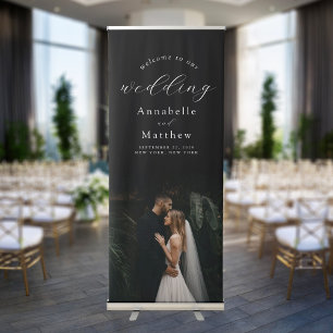 Elegant Modern Photo Wedding Welcome Retractable Banner