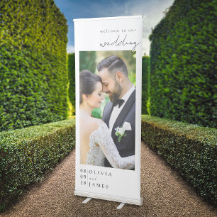 Elegant Modern Photo Wedding Welcome Retractable Banner