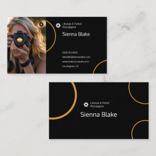 Elegant Modern Photographer Golden Curve Design Business Card
