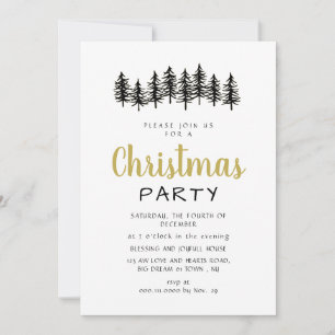 Elegant Modern Pine Forest Christmas Party Invitation