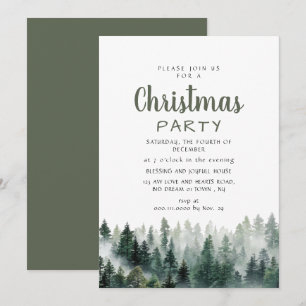 Elegant Modern Pine Forest Christmas Party Invitation
