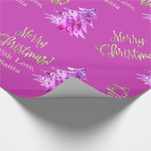 Elegant Modern Pink and Gold Christmas Tree Chic Wrapping Paper