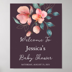 Elegant Modern Pink and Gold Floral Baby Shower Poster