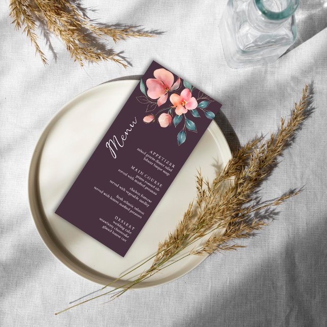 Elegant Modern Pink and Gold Floral Wedding Menu (Creator Uploaded)