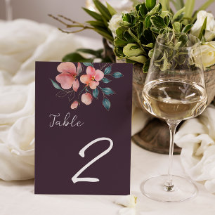 Elegant Modern Pink and Gold Floral Wedding Table Number