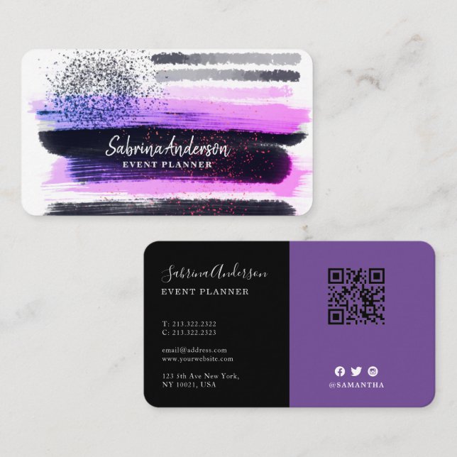 Elegant Modern Pink and Purple Abstract Business Card (Front/Back)
