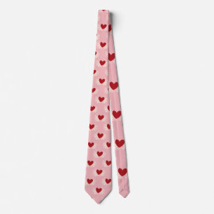 Elegant Modern Pink and White Doodle Heart Pattern Tie