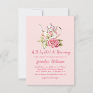 elegant modern pink arch tea party baby shower  invitation