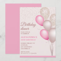 Elegant Modern Pink Birthday dinner 88th birthday
