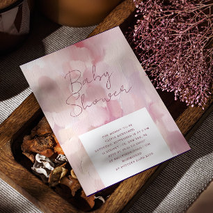 Elegant modern pink blush oil painted baby shower invitation
