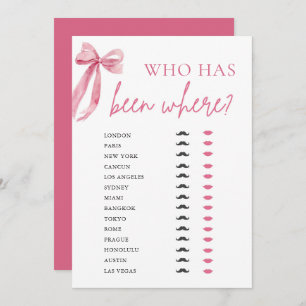 Elegant Modern Pink Bow Who Has Been Where Game  Invitation
