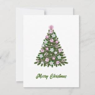 Elegant Modern Pink Christmas Tree Non Photo Holiday Card