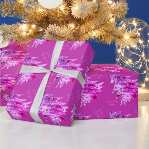 Elegant Modern Pink Christmas Tree Pattern Wrapping Paper