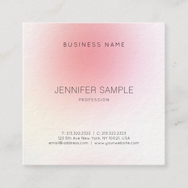 Elegant Modern Pink Colour Harmony Beautiful Luxur Square Business Card (Front)