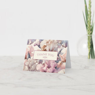 Elegant Modern Pink Floral Jewish Star Bat Mitzvah Thank You Card