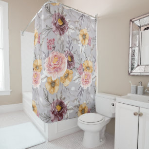 Elegant Modern Pink Floral   Shower Curtain