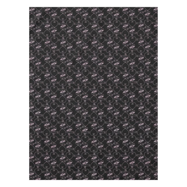 Elegant Modern Pink Hearts and Keys Pattern | Tablecloth (Front)