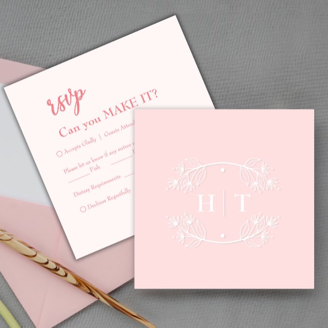 Elegant Modern Pink Monogram Crest Wedding RSVP (Elegant Modern Pink Monogram Crest Wedding RSVP)
