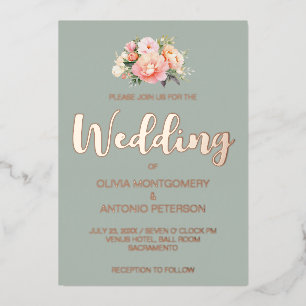 Elegant Modern Pink Peony Light Sage Wedding