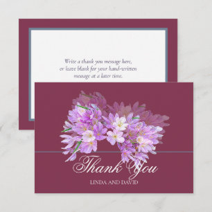 Elegant Modern Pink Purple Crocus Bridal Thank You Card