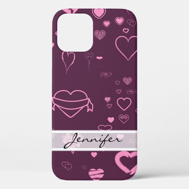 Purple Love Heart iPhone 12 Cases Zazzle