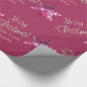 Elegant Modern Pink Red Snowflakes Christmas Wrapping Paper