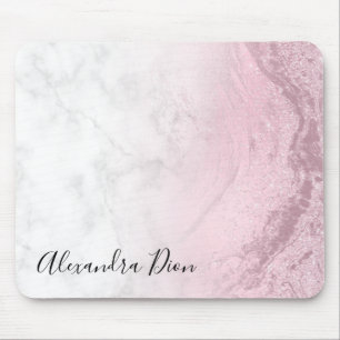 Elegant Modern pink rose gold glitter marble Mouse Mat
