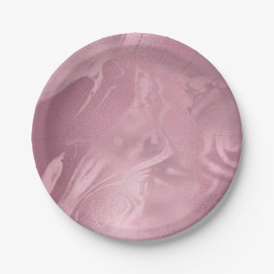 Elegant modern pink rose gold marble look paper plate