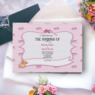 Elegant Modern Pink Teddy Bear Stylish Wedding Invitation