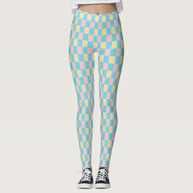 Elegant Modern Pink Yellow Blue Green Template Leggings (Front)