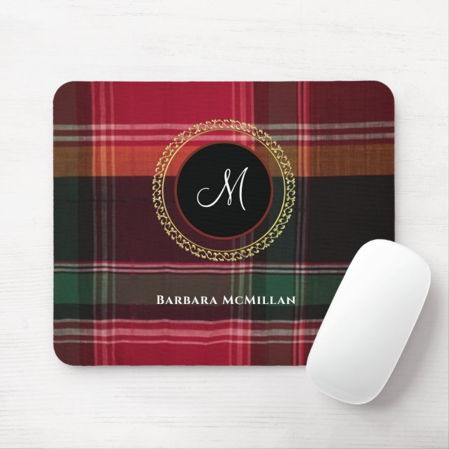 Elegant Modern Plaid Madras Personalise Mouse Mat (With Mouse)