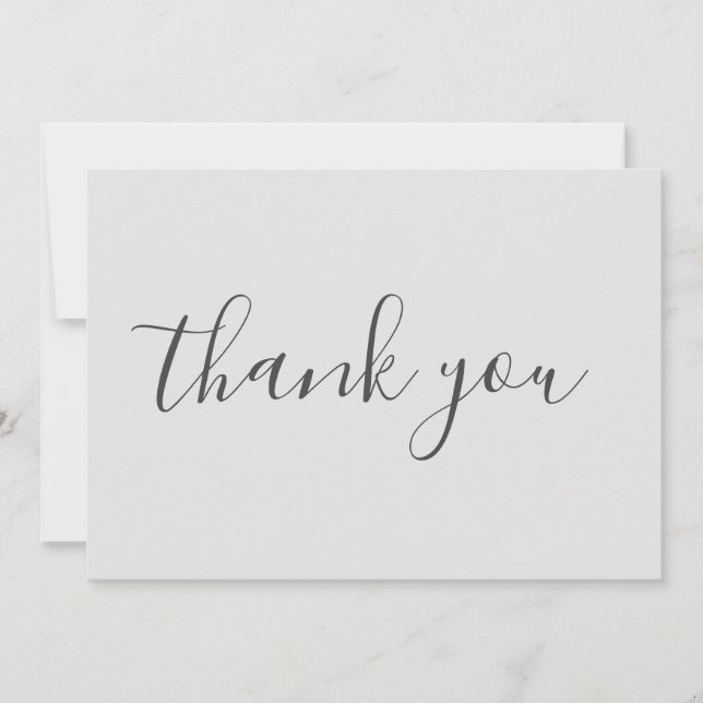 Elegant Modern Plain Handwriting Thank You Card (Front)