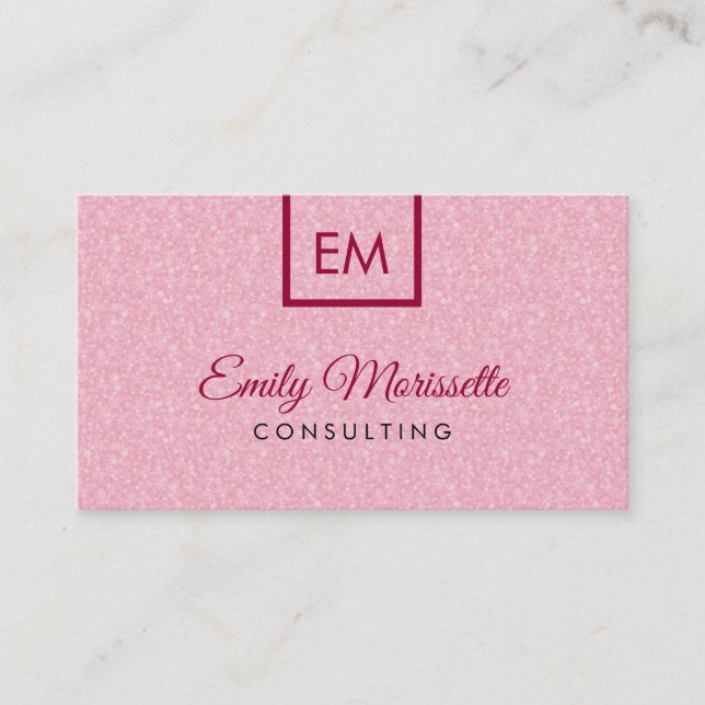 Elegant Modern Plain Pink Glitter And Red Business Card (Front)