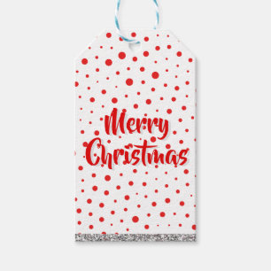 Elegant Modern Polka Dots -Red- Customise BG Gift Tags