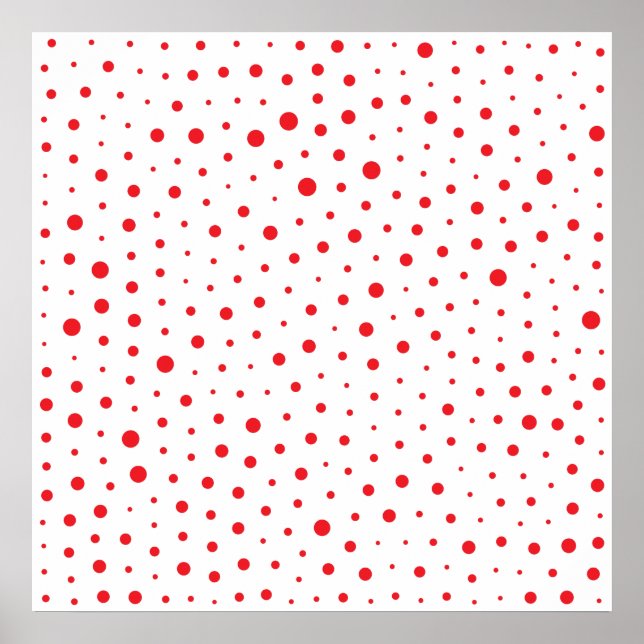 Elegant Modern Polka Dots -Red- Customise BG Poster (Front)