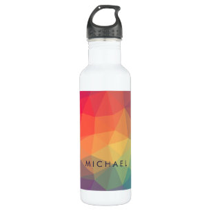 Elegant modern polygonal coloured add your name 710 ml water bottle