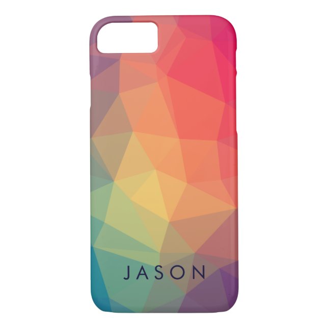 Elegant modern polygonal coloured  add your name Case-Mate iPhone case (Back)