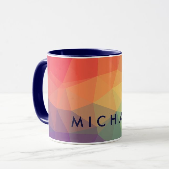 Elegant modern polygonal coloured add your name mug (Front Left)