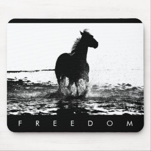 Elegant Modern Pop Art Running Horse Freedom Mouse Mat