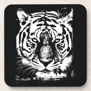 Elegant Modern Pop Art Tiger Head Template Coaster