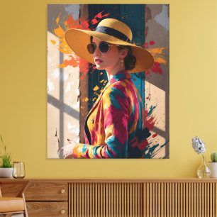 Elegant Modern Portrait Art Print, Chic Canvas Print