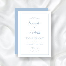 Elegant Modern Powder Blue Script Wedding Invitation