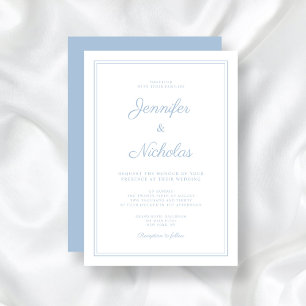 Elegant Modern Powder Blue Script Wedding Invitation