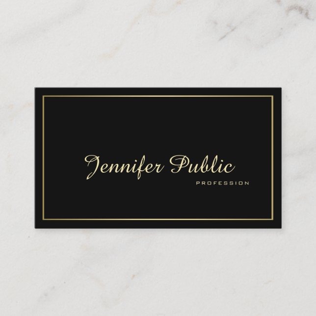 Elegant Modern Professional Black Gold Plain Business Card (Front)
