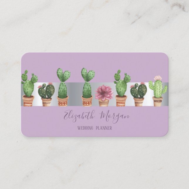 Elegant Modern Professional Cactus Business Card (Front)